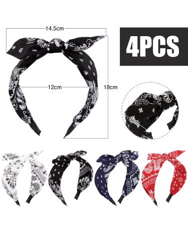 Vintage Paisley Hair Ties & Wide Headbands for Women | Rockabilly Bow Accessories in Red Black White & Blue - Buy Online on GoSupps.com