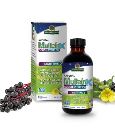 Nature's Answer Mullein X Cough Syrup PM 4 Fluid Ounce | Upper Respiratory Sleep Stress Support | Non-GMO | Vegan | Gluten Free
