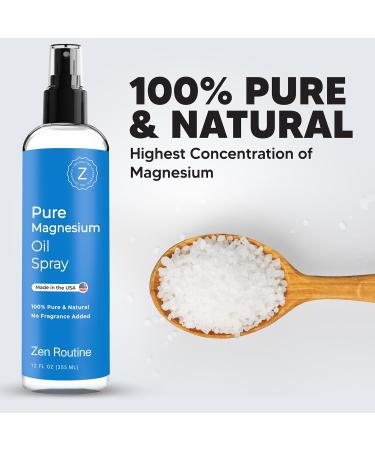 Zen Routine Pure Magnesium Oil Spray Fast Absorbent 100% Organic Magesium Oil Magnesium Spray for Feet - 12 FL Oz - Buy Online on GoSupps.com