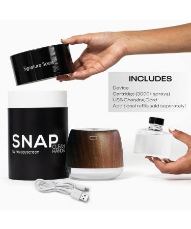 SnappyScreen SNAP Wellness Touchless Mist Hand Sanitizer Device - Woodgrain + Cartridge - Day at the Spa (Cucumber Honey and Sweet Aromatherapies) - Buy Online on GoSupps.com
