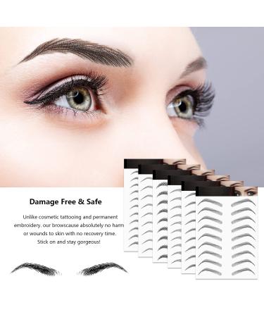 4D Waterproof Eyebrow Stickers - 6 Sheets, 66 Pairs Black, Arch Style for Women and Girls - Buy Online on GoSupps.com