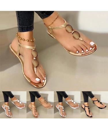Women's Wide Width Orthopedic Beach Sandals with Wedge Heel - Gold, Size 8 - Buy Online on GoSupps.com