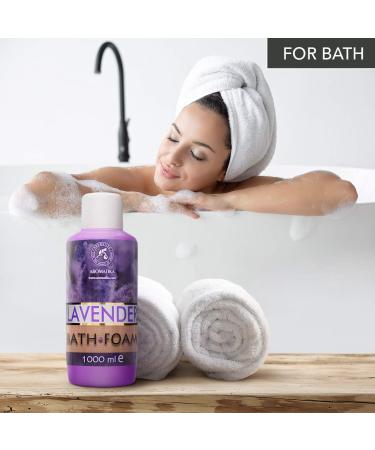 Lavender Bath Foam 1000ml - Aromatherapy for Good Sleep and Relaxation - Bubble Bath with Lavender Essential Oil for Wellness and Beauty - Spa Experience at Home - 1L Pack - Buy Online on GoSupps.com