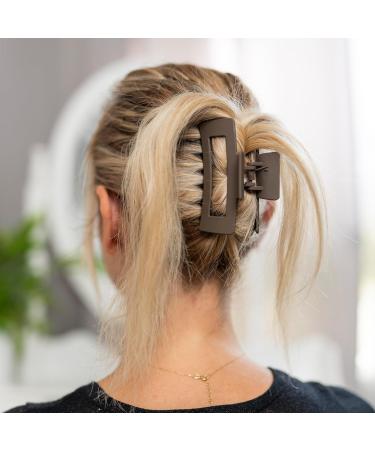 Set of Hair Claw Clips in Brown, Beige, Cream, and Black for Women, Girls, Unisex - Medium Size Rectangle Box Hair Clip - Buy Online on GoSupps.com