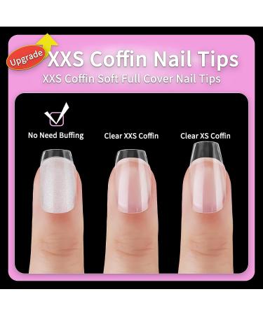 gootrades XXS Coffin Gel Nail Tips - 504PCS for Soak Off Extensions | Half Matte Soft Gel | Full Cover Pre-buff Shaped False Nails for Salons and DIY Nail Art - Buy Online on GoSupps.com