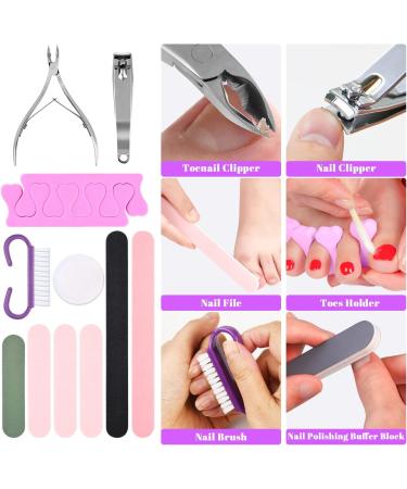 Pedicure Foot File Set - 30 in 1 Foot Care Kit for Hard Skin Removal - Feet Scrubber for Salon or Home Use - Purple - Buy Online on GoSupps.com