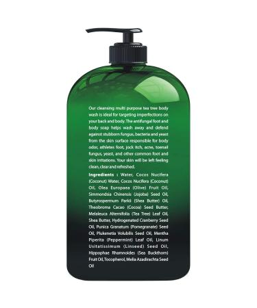 Tea Tree Body & Foot Wash - Fights Corns, Calluses, Dandruff, Warts, Nail Issues, Acne, Body Odor, Eczema, Jock Itch - 100% Natural - 16 fl oz - Buy Online on GoSupps.com