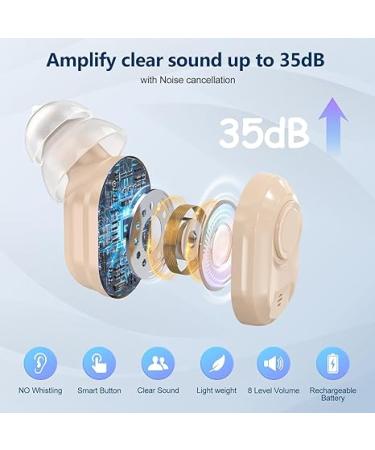 Rechargeable Hearing Aids for Seniors with Noise Cancelling - EARRCK Nano Amplifier with Volume Control and Charging Case (Beige) - Buy Online on GoSupps.com