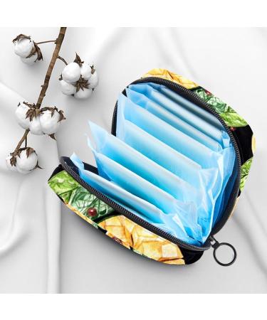 MUOOUM Watercolor Papaya Palm Leaf Sanitary Napkin Storage Bag | Menstrual Pad & Cup Pouch for Girls & Women | Portable & Multi-colored - Buy Online on GoSupps.com