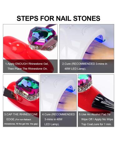 Nail Art 8ml Rhinestone Glue Gel Adhesive Set for Gem Stones - LED Lamp Cure Needed | Includes LED Glue Brush Tools, Pickup Pencil, and Tweezer | UV Rhinestones Glue Kit - Buy Online on GoSupps.com