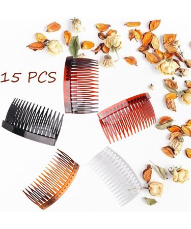VEGCOO 15 Pcs Hair Combs Slides - Black Plastic French Side Combs for Women Girls with Strong Hold - Twist Comb Hair Clips for Thick and Fine Hair (A15) - Buy Online on GoSupps.com