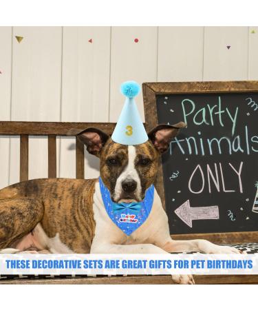4-Piece Set Pet Birthday Party Supplies Dog Triangle Scarf Birthday Hat Dog Bow Tie Gold Powder Digital Patch Pet Party Celebration Decor for Small Medium Large Pets (Blue) - Buy Online on GoSupps.com