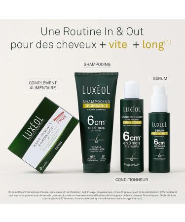 LUXEOL - Routine Croissance In & Out* - Cheveux + longs + vite - Shampooing (200 ml) + Conditionneur (150 ml) + S rum (100 ml) + Compl ment Alimentaire Pousse Croissance & Fortification (3 Mois) - Buy Online on GoSupps.com
