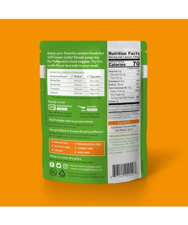 Fullgreen Riced Cauliflower with Carrots and Peas - Keto Friendly Non-GMO, Preservative-Free, Shelf-Stable (6 Pouches) - Buy Online on GoSupps.com