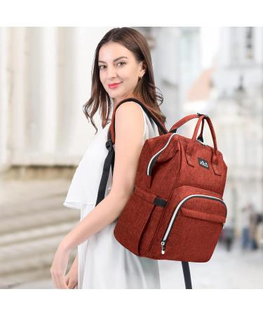 Viedouce Baby Diaper Backpack - Waterproof Oxford Large Capacity Bag with Diaper Support & Stroller Belts - Multifunctional Brick Red - Buy Online on GoSupps.com