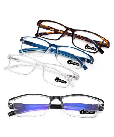 Teraise reading glasses men anti blue reading glasses Light fashion comfortable reading glasses women/reading aid robust computer reading glasses with blue light filter including feather hinge 3.75x mixed color