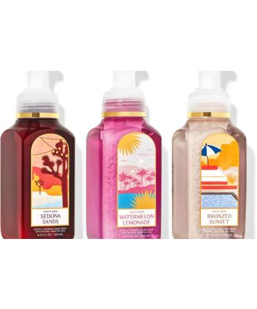 Bath and Body Works Gentle Foaming Hand Soap Beach Trio - Watermelon Lemonade  Bronzed Sunset  Sedona Sands  8.75  3