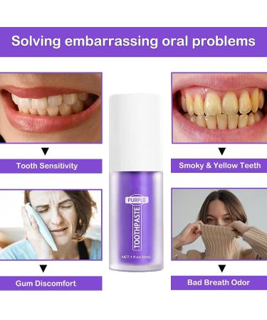 Purple Teeth Whitening Toothpaste for Sensitive Teeth - Intensive Stain Removal and Deep Cleansing - Buy Online on GoSupps.com
