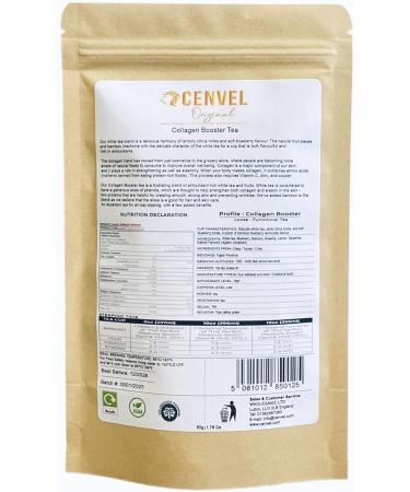 CENVEL Collagen Booster Loose Tea with Natural Fruit Pieces | Our White Tea Blend is a Delicious Harmony of Lemony Citrus Notes and Soft Blueberry Flavour | High in Antioxidants | (50g) 100.00 g (Pack of 1) - Buy Online on GoSupps.com