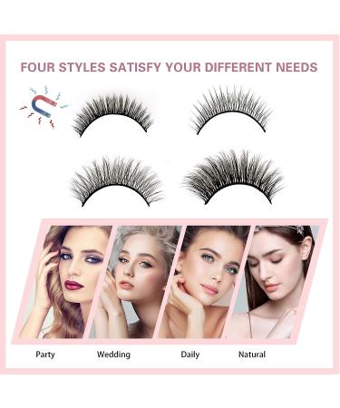 Soft Reusable Magnetic Eyelashes Kit - Waterproof, Long Lasting, 4 Pairs of Natural Look 3D Lashes with Magnetic Eyeliner - No Glue Needed - Buy Online on GoSupps.com