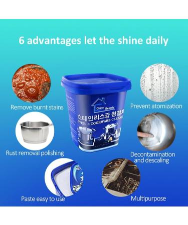 500g Stainless Steel Cleaning Paste Oven Cookware Cleaner Remove Stains from Pots Pans Multi-Purpose Household Powerful Rust Remover Cleaner - Buy Online on GoSupps.com