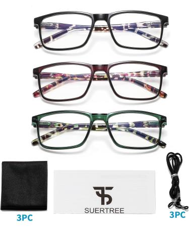 Suertree 3 Pack Blue Light Filter Reading Glasses for Men & Women - UV Blocked 2.0x Diopter Tortoise Optics - Buy Online on GoSupps.com