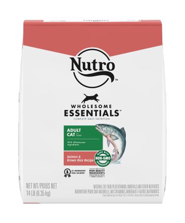 NUTRO WHOLESOME ESSENTIALS Adult Dry Cat Food, Salmon & Brown Rice Recipe 14 Pound (Pack of 1)