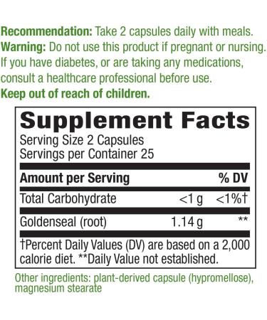 Nature's Way Goldenseal Root 570mg - 2 Pack of 50 Vegetarian Capsules - Buy Online on GoSupps.com