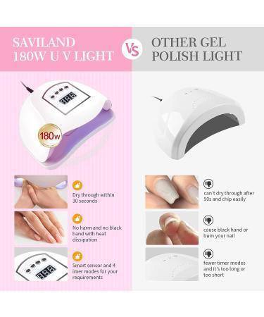 Saviland 76 PCS Gel Nail Polish Kit with 180W UV Light - 30 Colors Spring Summer Gel Polish Set for DIY Manicure with LED Lamp - Buy Online on GoSupps.com