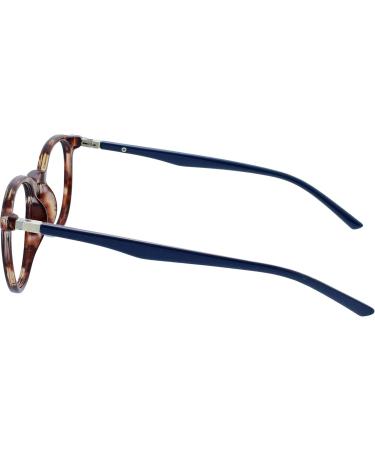 Opulize Met Reading Glasses 4 Pack - Slim Round Frame Spring Hinged Scratch-Resistant - Brown Tortoise & Blue Arms - Unisex +1.00 Diopter - Buy Online on GoSupps.com