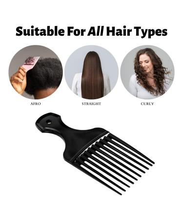 4 Pack 5.25 Inch Plastic Hair Pick Combs - Wide Tooth Afro Lift Picks for Styling, Lifting, and Detangling - Ideal for Long Curly, Thick Hair, Wigs, and Beards - Men & Women - Buy Online on GoSupps.com