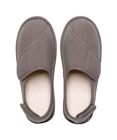 Gycdwjh Men's Diabetic Shoes Edema Shoes Anti-Slip Swollen Slipper Orthoshoes Adjustable Orthopedic Wide Width Walking Shoes for Swollen Feet Edema Arthritis L(40to41) Dark Gray