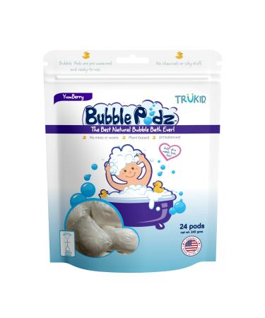TruKid Bubble Podz Bubble Bath for Baby & Kids, Gentle Refreshing Bath Bomb for Sensitive Skin, pH Balance 7 for Eye Sensitivity, Natural Moisturizers and Ingredients, Yumberry (24 Podz) Yumberry 24 Count (Pack of 1)