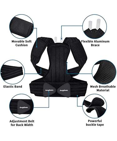 Back Posture Corrector for Adult Children Women Men Adjustable Lumbar Back Brace Support Belt Waist Strap Upper and Lower Back Support Protection Belt (Color : Black Size : Medium) (Black - Buy Online on GoSupps.com