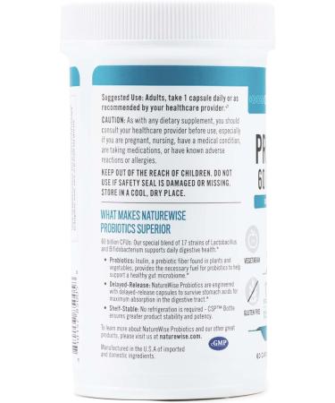 NatureWise Probiotics 60 Billion CFU Digestive & Gut Health Support for Women & Men - 60 Capsules - Buy Online on GoSupps.com