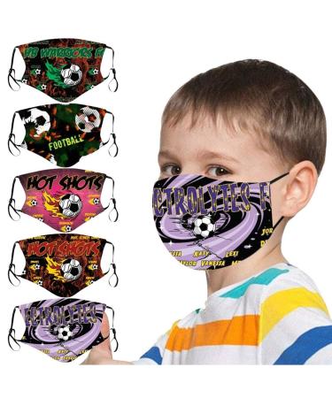 5pcs Children Ball Cute Cartoon Pattern Washable Reusable Adjustable Comfortable Elastic Earloop Face_Mask