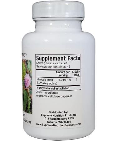 Supreme Nutrition Mimosa Supreme Organic Seed Capsules - 90 Pure Capsules - Buy Online on GoSupps.com