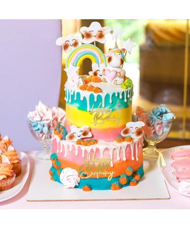 Happy Birthday Cake Topper 2Pcs Gold Cake Decoration Glitter Gold Acrylic Cake Topper Happy Birthday Cupcake Toppers Supplies for Birthday Cake for Man Boys Women Girls Theme Birthday Party Decor - Buy Online on GoSupps.com