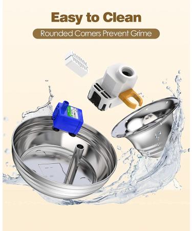 Stainless Steel Cat Water Fountain 2L/67oz - Quiet & Low Noise Design for Multiple Pets - Sliver - Buy Online on GoSupps.com