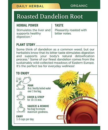 Organic Roasted Dandelion Root Tea - Caffeine Free - 16 Bags | Traditional Medicinals - Buy Online on GoSupps.com