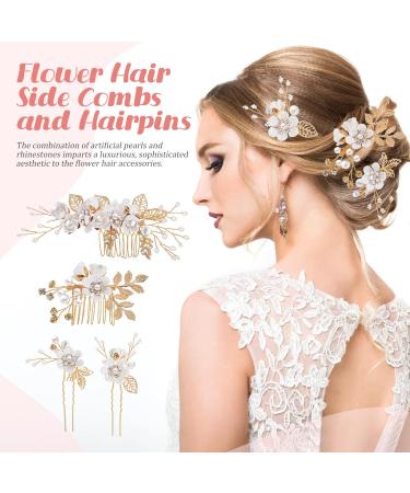 PATKAW Crystal Bridal Side Comb - Bride Wedding Hair Comb Hair Accessories with Pearl - Floral Hair Pins Wedding Hair Side Comb Hair Flowers Hair Styling Decors - Buy Online on GoSupps.com