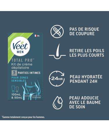 VEET For Men - Set of 2 Hair Removal Kits - 2 Depilatory Creams 100 ml and 2 Care Balms 50 ml - Sensitive Skin - Buy Online on GoSupps.com