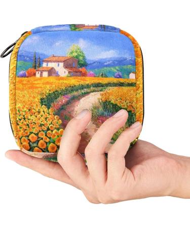 Stylish Menstruation Pad Bag with Zipper - Sunflower Oil Paintings | Women's Tampon & Napkin Organizer - Buy Online on GoSupps.com