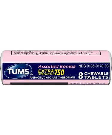 TUMS Extra Strength Antacid Tablets - Assorted Berries for Heartburn Relief | 8 Count Roll - Fast Shipping Worldwide - Buy Online on GoSupps.com
