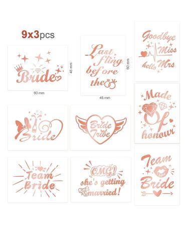 Howaf 27 Pcs Rose Gold Team Bride Metallic Temporary Tattoos - Bachelorette Party & Wedding Accessories - Buy Online on GoSupps.com