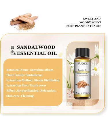 EUQEE Sandalwood Essential Oil 10ml - Pure Natural Oil for Aromatherapy Diffusers and Home Relaxation - 10.00 ml (Pack of 1) - Buy Online on GoSupps.com