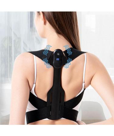 Smart Posture Corrector for Women Adjustable Back Shoulder Support Brace Intelligent Vibrate Reminder LED Display Breathable Body Correction Straightener Trainer 2022 Upgrade /525 Black
