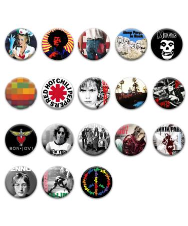 GTOTd Heavy Metal Music and Band Buttons Rock Pins Set(18 Pack 1 inch)Accessories Rock and roll for Clothes Backpack JacketsPins Gifts for Fans 1" inch(25mm) 1 inch Rock Band