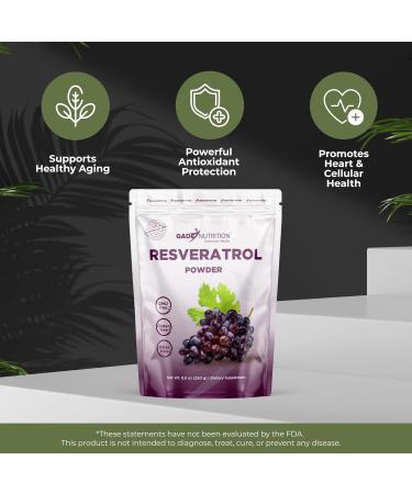 Gade Nutrition Resveratrol Polygonum Cuspidatum | Non-GMO, Gluten-Free, Dairy Free, Vegan | 250g (8.8 oz), 1000mg per Serving, 250 Serving | Potent Antioxidant Supplement | USA Made - Buy Online on GoSupps.com