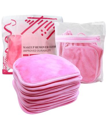 KODAMO | Reusable Makeup Remover Cloth 6 x 6 in 12 Pack - Microfiber Washable Facial Cleansing Towel for All Skin Types With Laundry Bag - Natural Eco-friendly Makeup Remover Towel (Pink)
